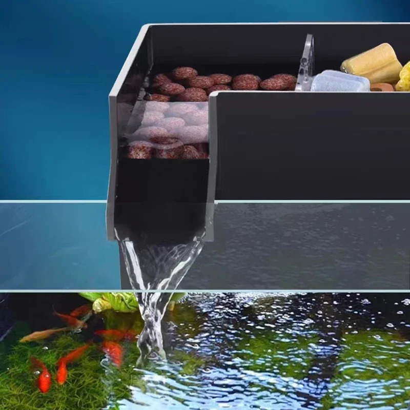 Black Fish Tank External Filter Box Acrylic Filter Dry and Wet Separation Small Silent External Suspend Aquarium Drip Overflow 250613