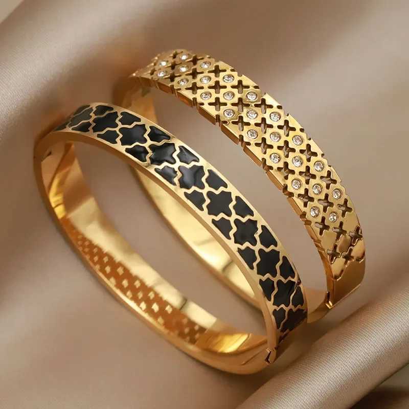 Stainless Steel Metal Oil Simple Style Bangles for Women Fashion Brand Jewelry Elegant Bangles Accessories Z250616