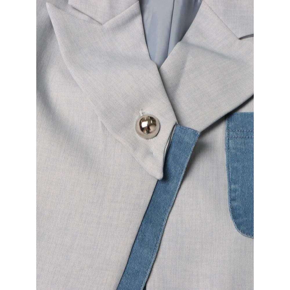 ROMISS Streetwear Colorblock Blazers For Women Notched Collar Long Sleeve Patchwork Denim Casual Temperament Blazer Female New