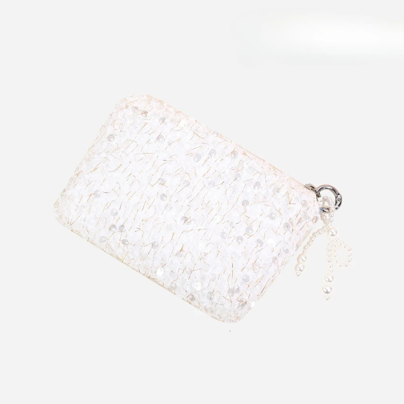 1 Piece Women Fashion Elegant Coin Purse Glitter Sequin Chic Earphone Lipstick Zipper Bag Portable Phone Kpop Pocard Bag 250614