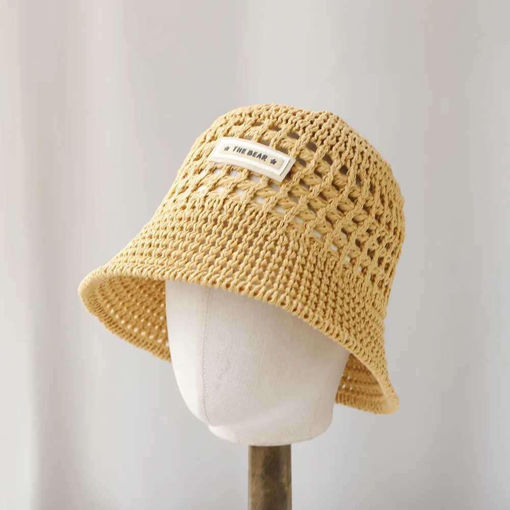 2025 Women Bucket Hat Summer Hollow Out Thin Breathable Sun Hat Female Beach Panama Cap Fold Outdoor Leisure Fisherman Hat M250616