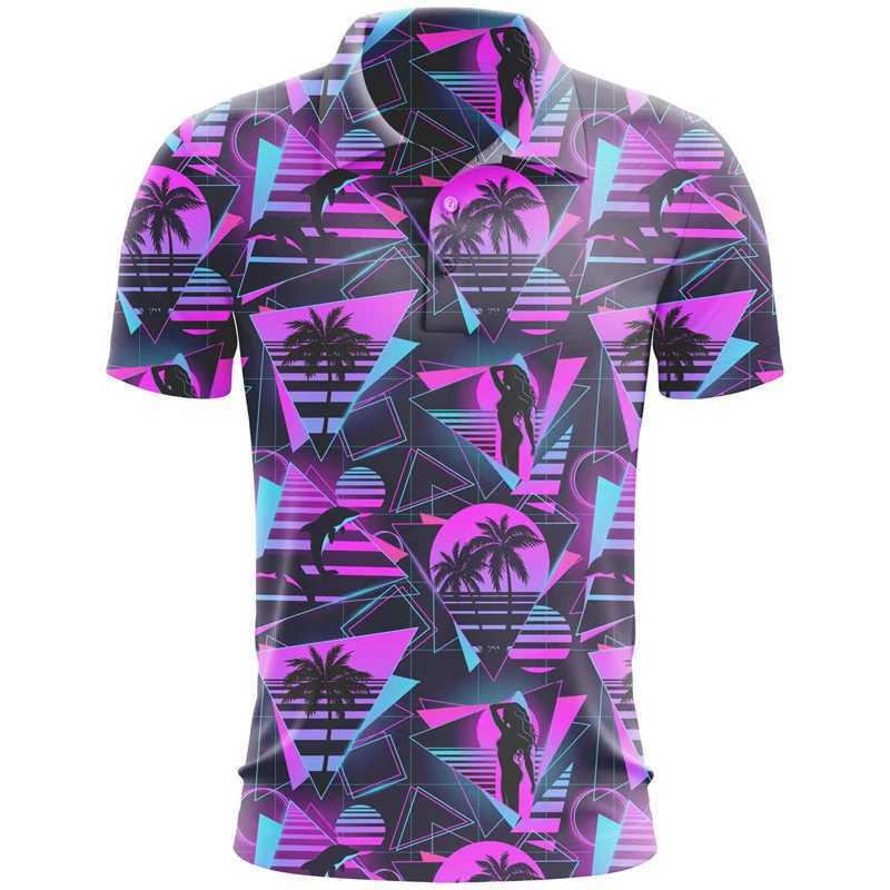 Hawaiian Plants 3D Print Polo Shirt Marine Jellyfish Pattern T-Shirt Summer Street Short Sleeve Tees Tops Casual Male Clothing W250616