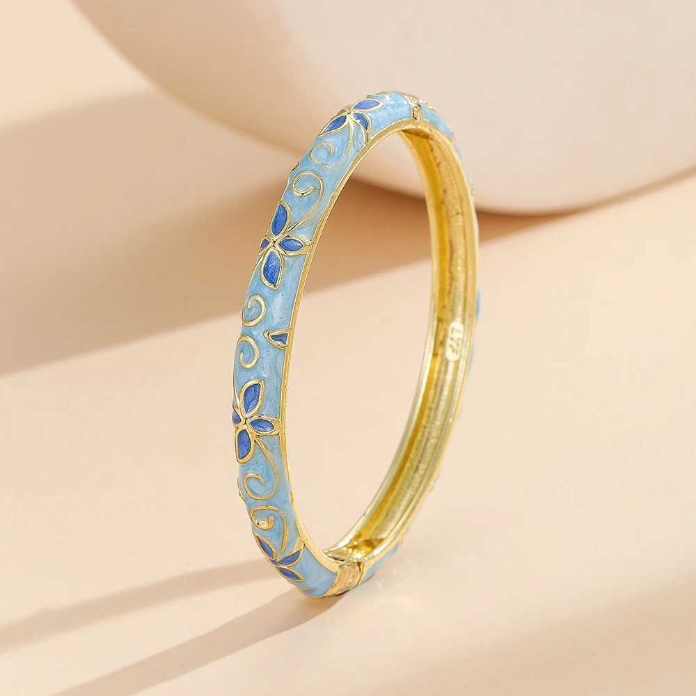 Fashion style gold plated flower pattern enamel cloisonn bangle jewelry gift item for girls women Z250616