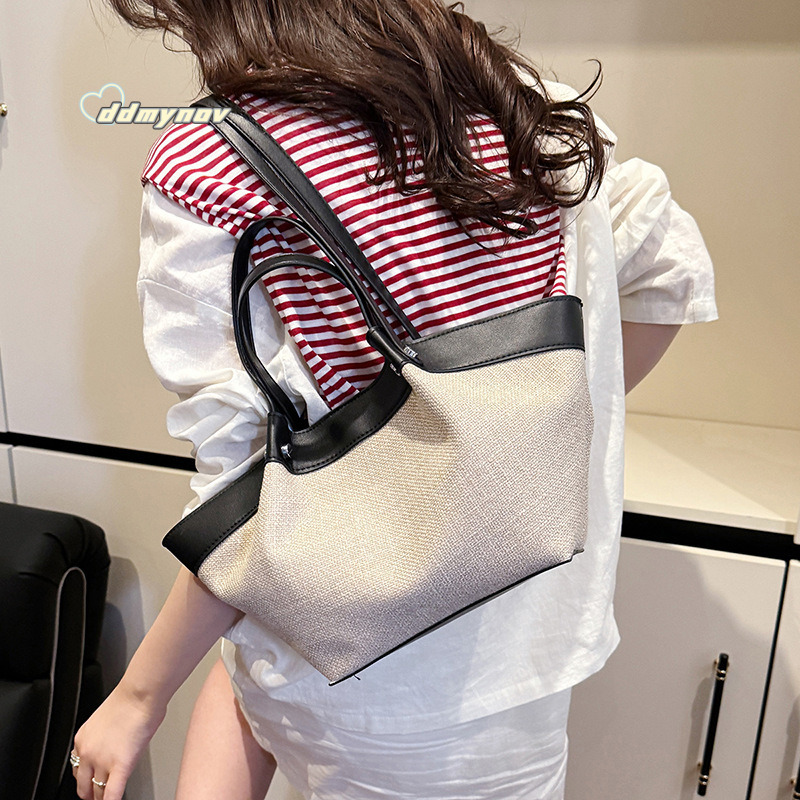 Niche Canvas Patchwork Tote 2025 New Versatile Commuter Wing Large Capacity Shoulder Underarm Bag ddmynov ddmynov