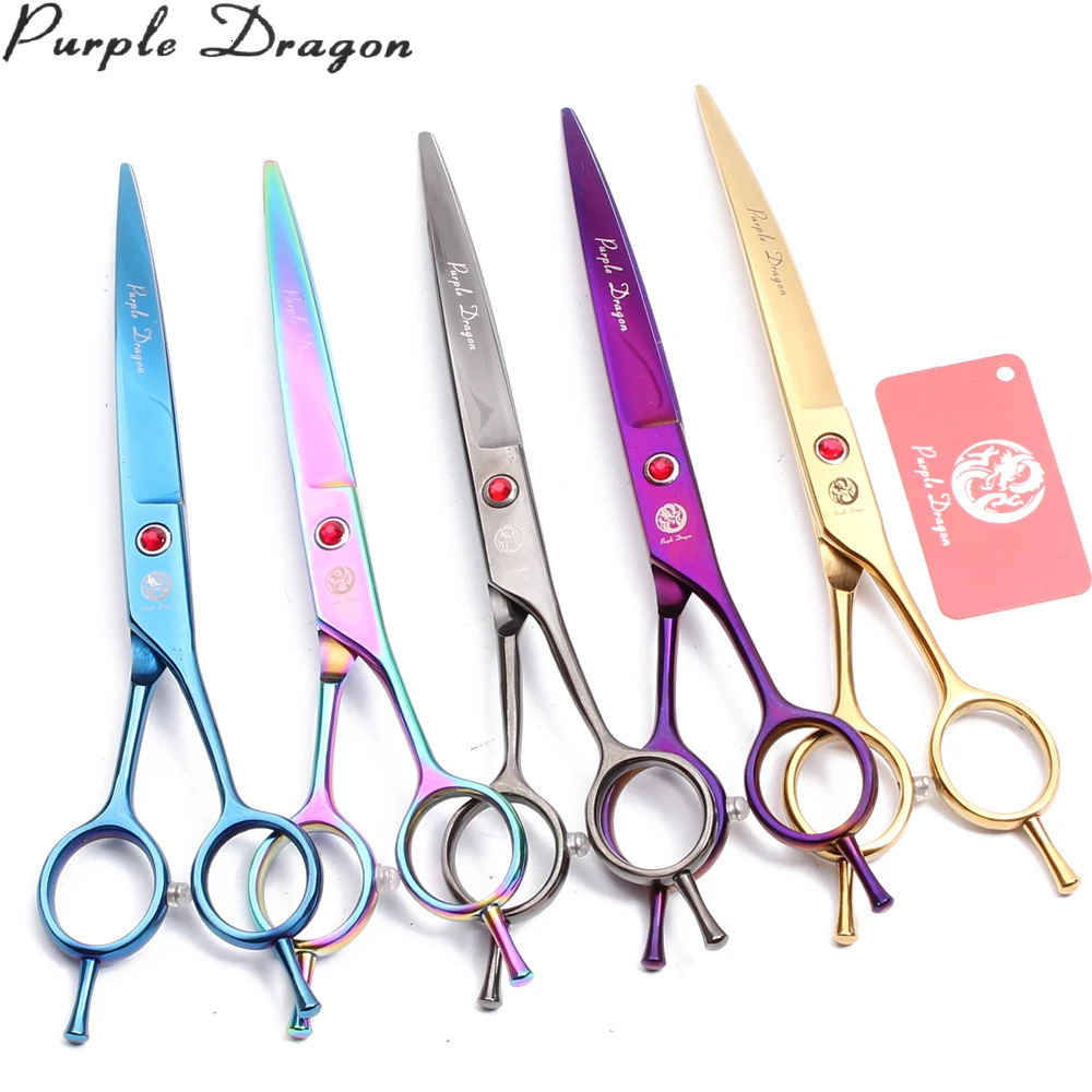 Pet Curved Scissors Purple Dragon 8 22.5cm JP Stainless Dogs Grooming Scissors Animal Up Down Curved Shears 4003# Pet Scissors 250611