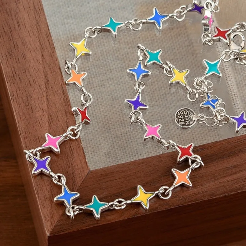 Starry Punk-Chic Choker Bracelet for Ladies: Vibrant Multi-Colored Clavicle Necklace