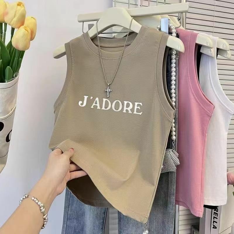 Designer Jadore Shirt Summer Designer women's round neck sleeveless vest, fashionable and versatile top shirt tops