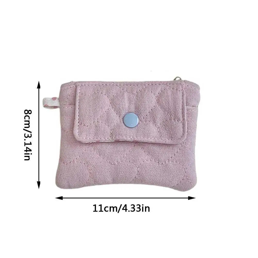 Ins Korean Portable Coin Purse Wallet Pink Blue Heart Pocard Case Lightweight Cotton Headphone Bag Key Storage Bag Gifts 250614