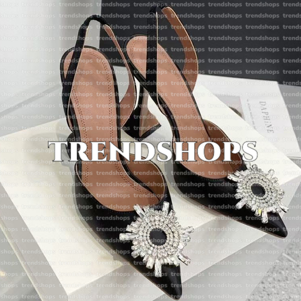 Sandales Amina Chaussures à talons Satin Slingbacks Bowtie Pumps Crystal-Sunflower Womens Luxury Designer Party Chaussures de mariage