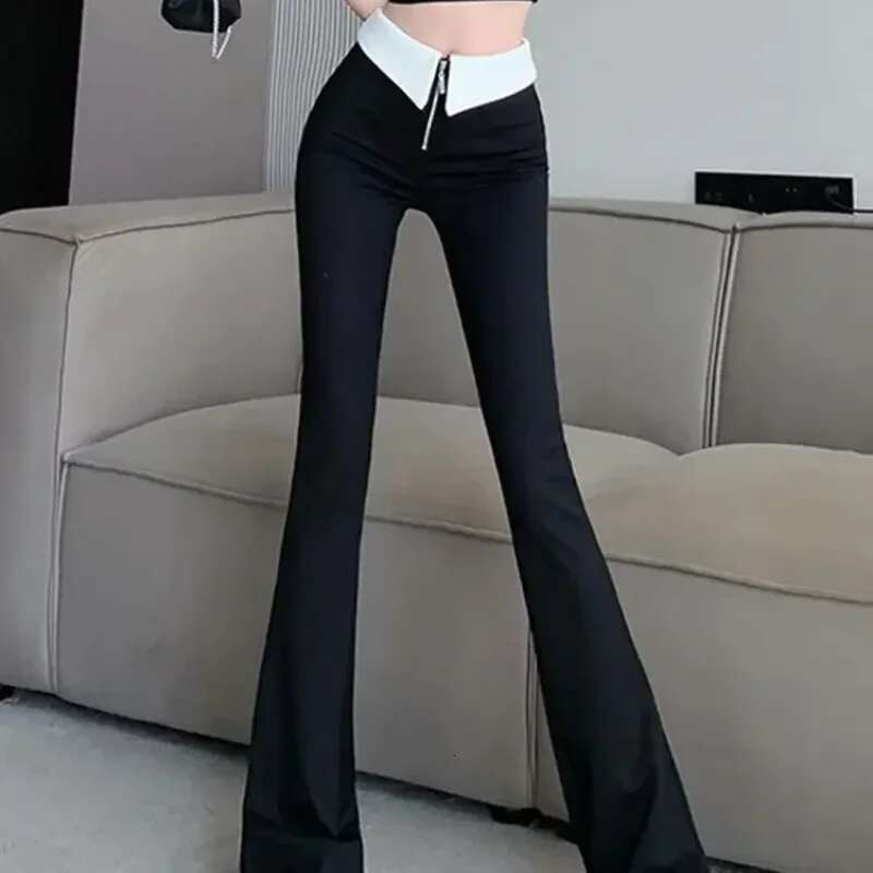 Long Slacks Pants for Women Flare Original Outfits Cotton Comfortable Stretch Elastic Classic G 90s Trends 2025 Woman Trousers