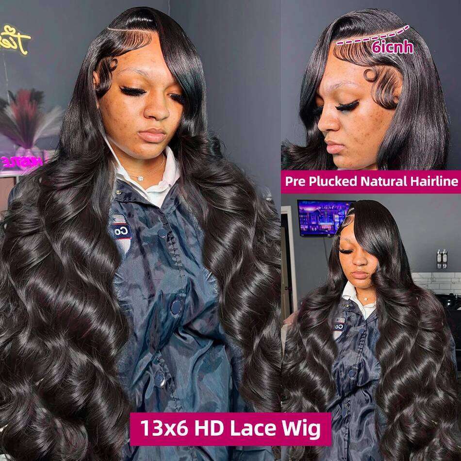 Luvin 250% 6x6 Closure Body Wave Glueless Human Hair 13x6 HD Frontal Wig Brazilian Transparent 13x4 Lace Front Wigs
