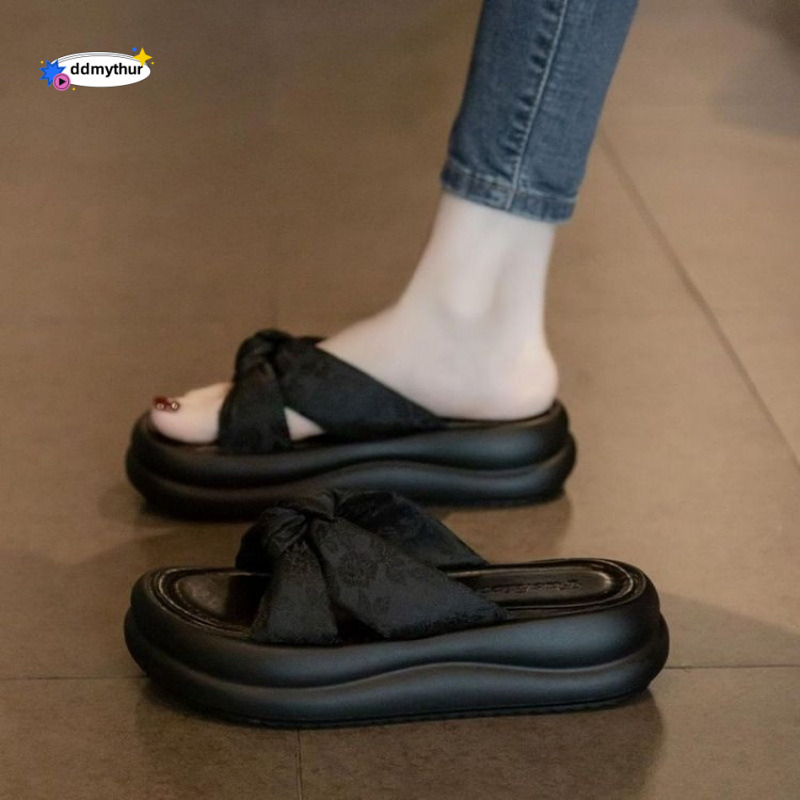 Thick-Soled Chinese Style National Trend Women's Summer New Fashion Outdoor Beautiful French Cross High-End Sense Sandals ddmythur
