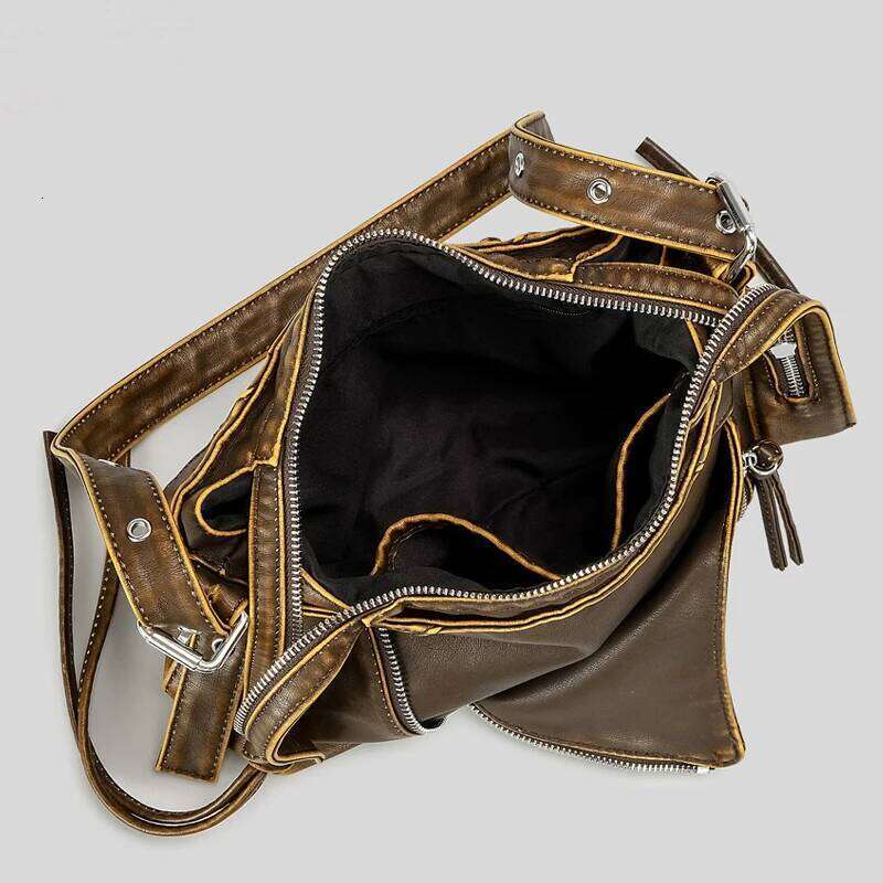 Women's Bags Designer Moto & Biker Bags For Women Designer Handbags And Purses New In PU Vintage Distressed Rivet Small Underarm Shoulder