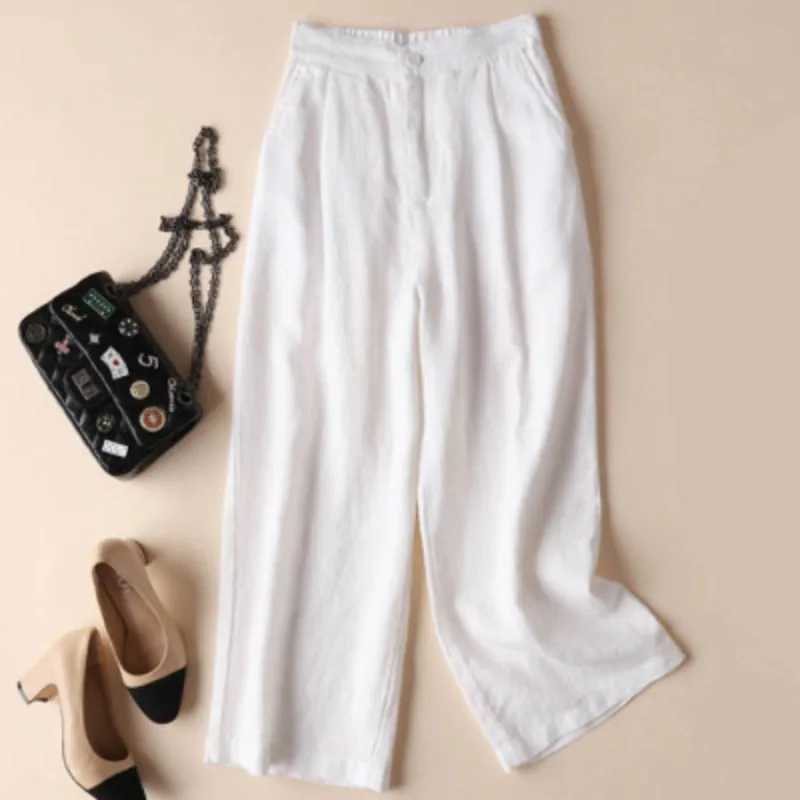 2025 New Wide-leg Pants Womens Summer New Cotton and Linen Pants dent Loose Linen Pants Casual Pants WomenXJ250616