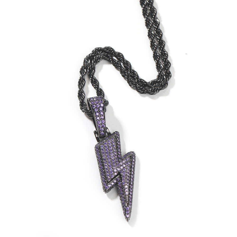Hip Hop Lighing Pendant Copper Inlaid Zircon Simple Versatile Unisex Cool Style Necklace