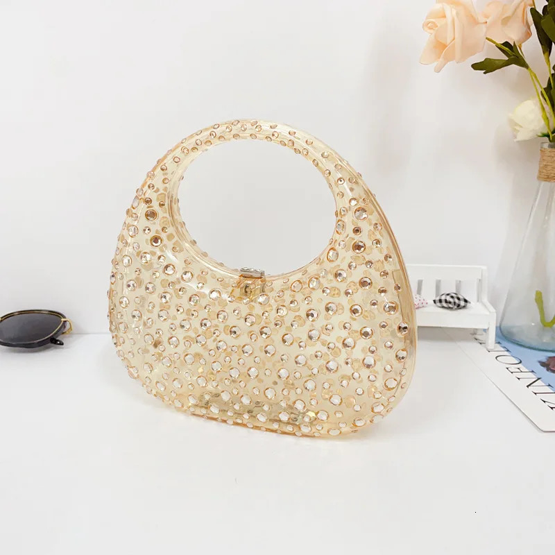 Handbag Women Transparent Summer Acrylic Bags Diamond Encrusted Evening Luxury Designer Wedding Clear Bags 250614
