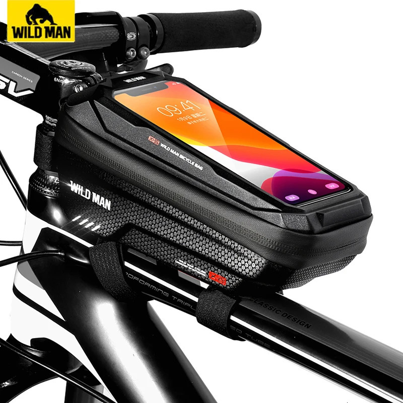 WILD MAN Bike Bag Front Rainproof Cycling Bag Touch Screen Bicycle Phone Bag 6.5 Inch Mobile Phone Case Mtb Accessories 250610