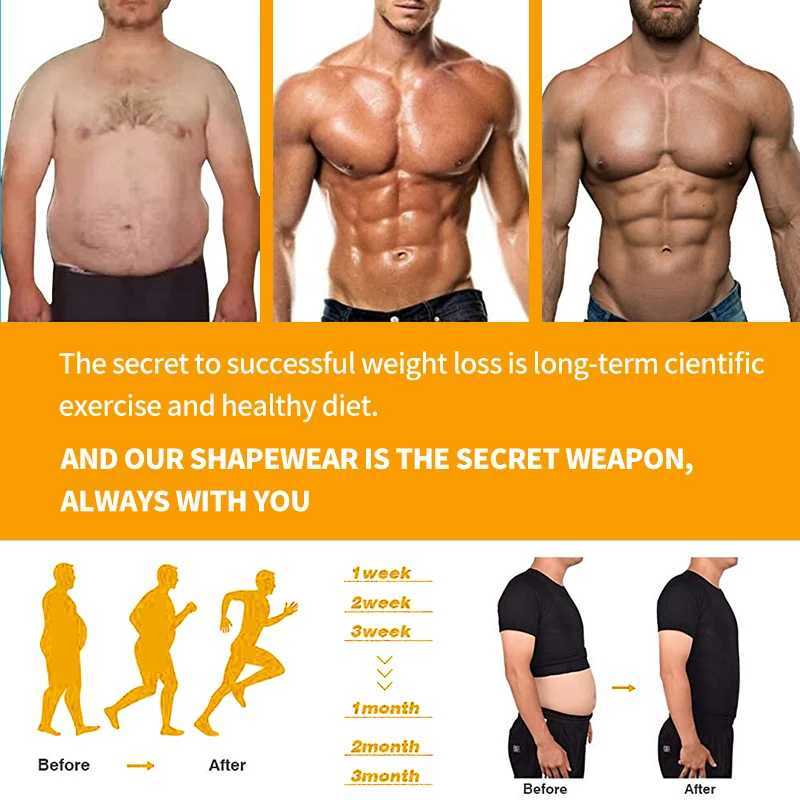 Mens Compression Shirt Undershirt Slimming Body Shaper Waist Trainer Tank Top Workout Vest Abs Abdomen Shapewear W250616