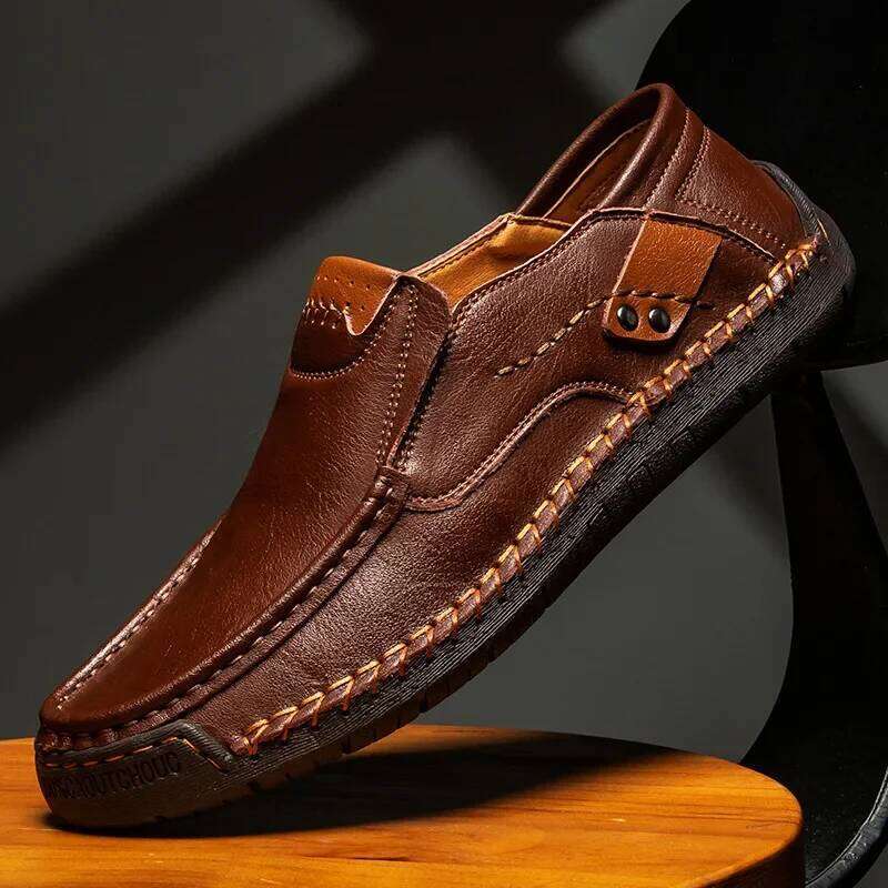 2024 Genuine Leather Handmade Casual Shoes Brand Men Loafers Breathable Slip on Italian Driving Shoe Chaussure Homme