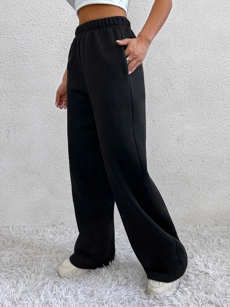 Casual Women Joggers Pants Fashion High Waist Black Solid Sweatpants Office Lady New Baggy Pants Oversized Pockets Chic Trousers XJ250616