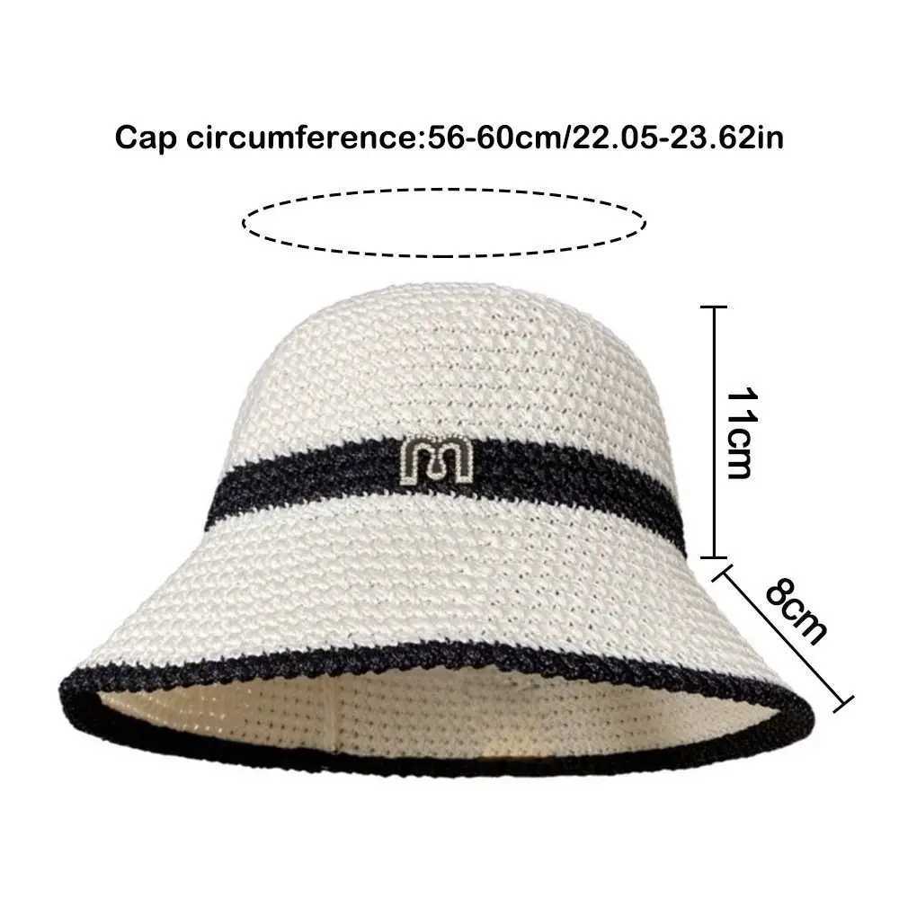 Summer Women Fisherman Hat Anti UV Foldable Letter Decor Holiday Beach Bucket Hat Sun Cap M250616