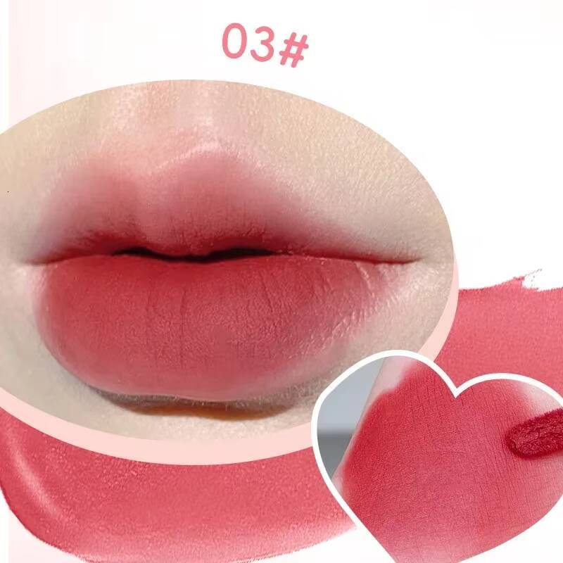Cute Lipgloss Matte Velvet Gloss Long Lasting Waterproof Lipstick Moisturizing Lip Makeup tint Korean Cosmetics NEW happy