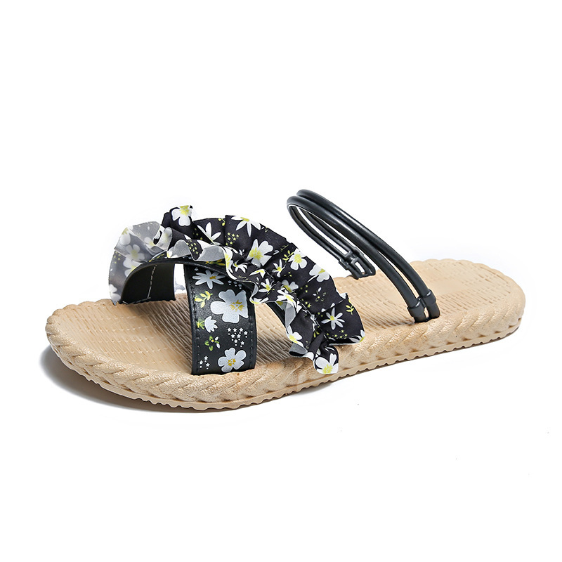 New floral slippers for women's summer outdoor shoes, multifunctional flat shoes, fashionable sandals, designer sandals, beach sandals