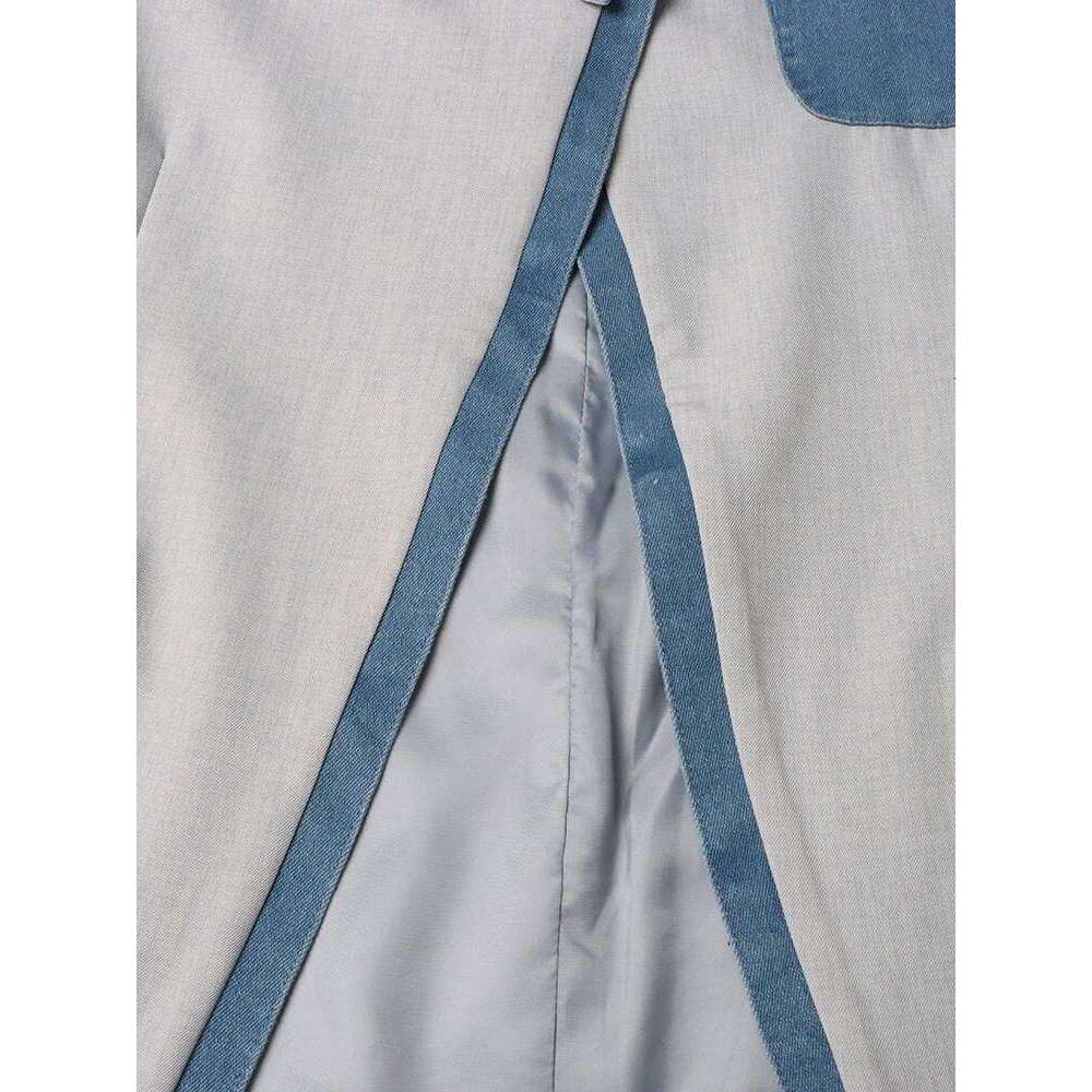 ROMISS Streetwear Colorblock Blazers For Women Notched Collar Long Sleeve Patchwork Denim Casual Temperament Blazer Female New