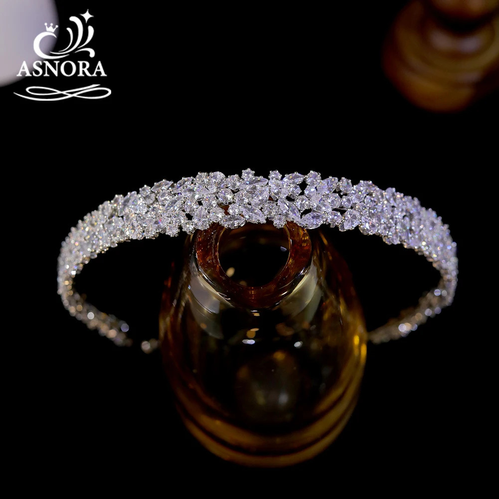 ASNORA CZ Headbands Silver Color Bridal Crowns Elegant Headwear Wedding Hair Accessories Party Jewelry Bridesmaid Gift 250603