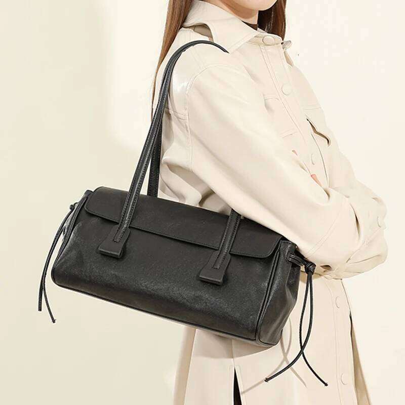 Designer Bag Designer Bag Vintage Cowhide Women New Genuine Leather Handbag Fashion Baguette Tote S Shoulder Bags