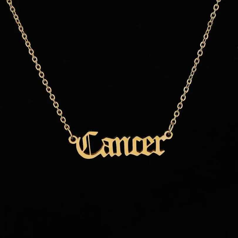 Stainless Steel 12 Zodiac Constellation Necklaces Letter Aquarius Aries Gemini Pisces Leo Sagittarius Pendant Necklace for Women W250616