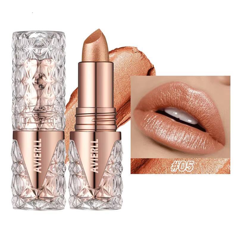 Glitter Velvet Quicksand Gold Lip Gloss Moisturizing Silky Long Lasting Waterproof Pearlescent Fine Shine Lipstick happy