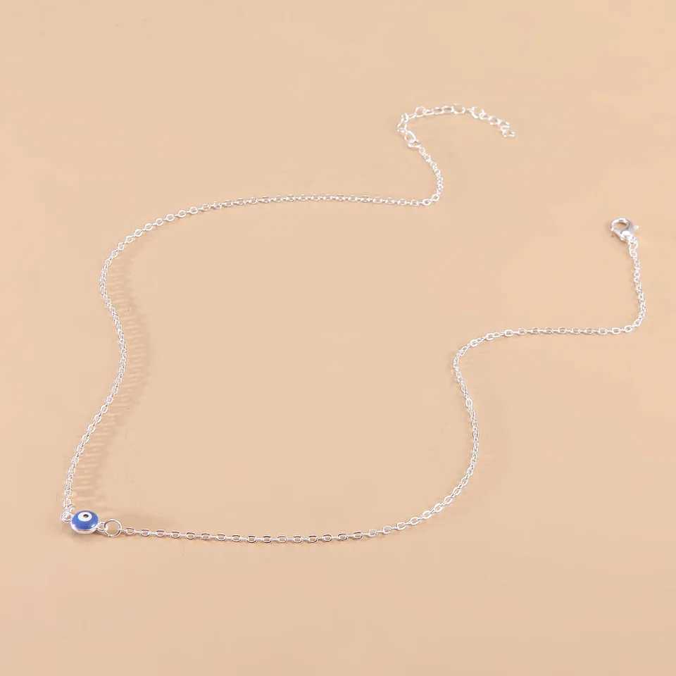 New Arrival Evil Eyes Deep Sea Blue Pendant Necklace Metal Thin Chain Jewelry Turkey Blue Eyes Ladies Jewelry Gift V250616