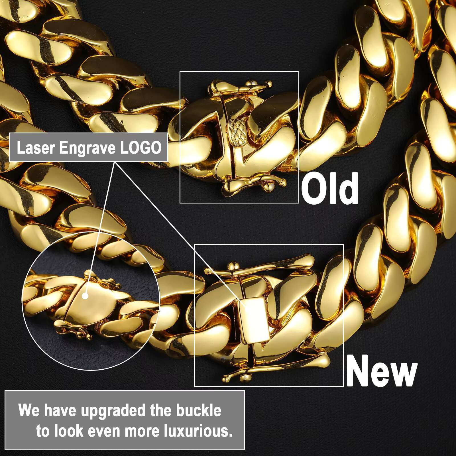 12mm-22mm Thicker Miami Cuban Link Chain Necklace Rustproof Brass 18K Gold Plated 5A Zircon Cuban Chain for Men