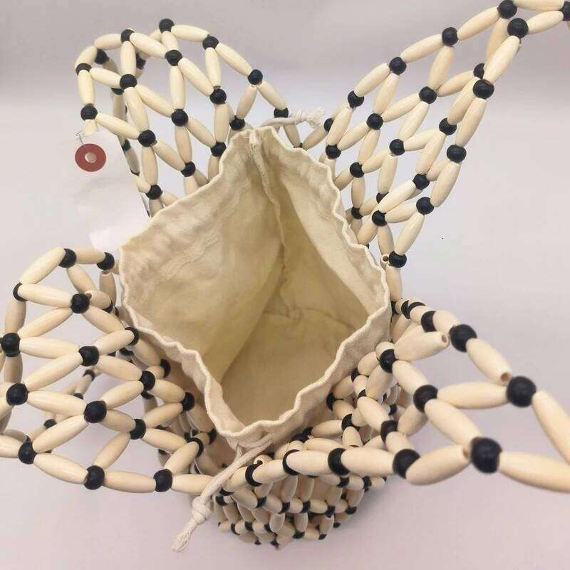 Women's Bags Designer Bohemian Beach Bucket Bags For Women Designer Handbag Purses New In Wood Woven Hollow With Inner Pocket Shoulder Bag