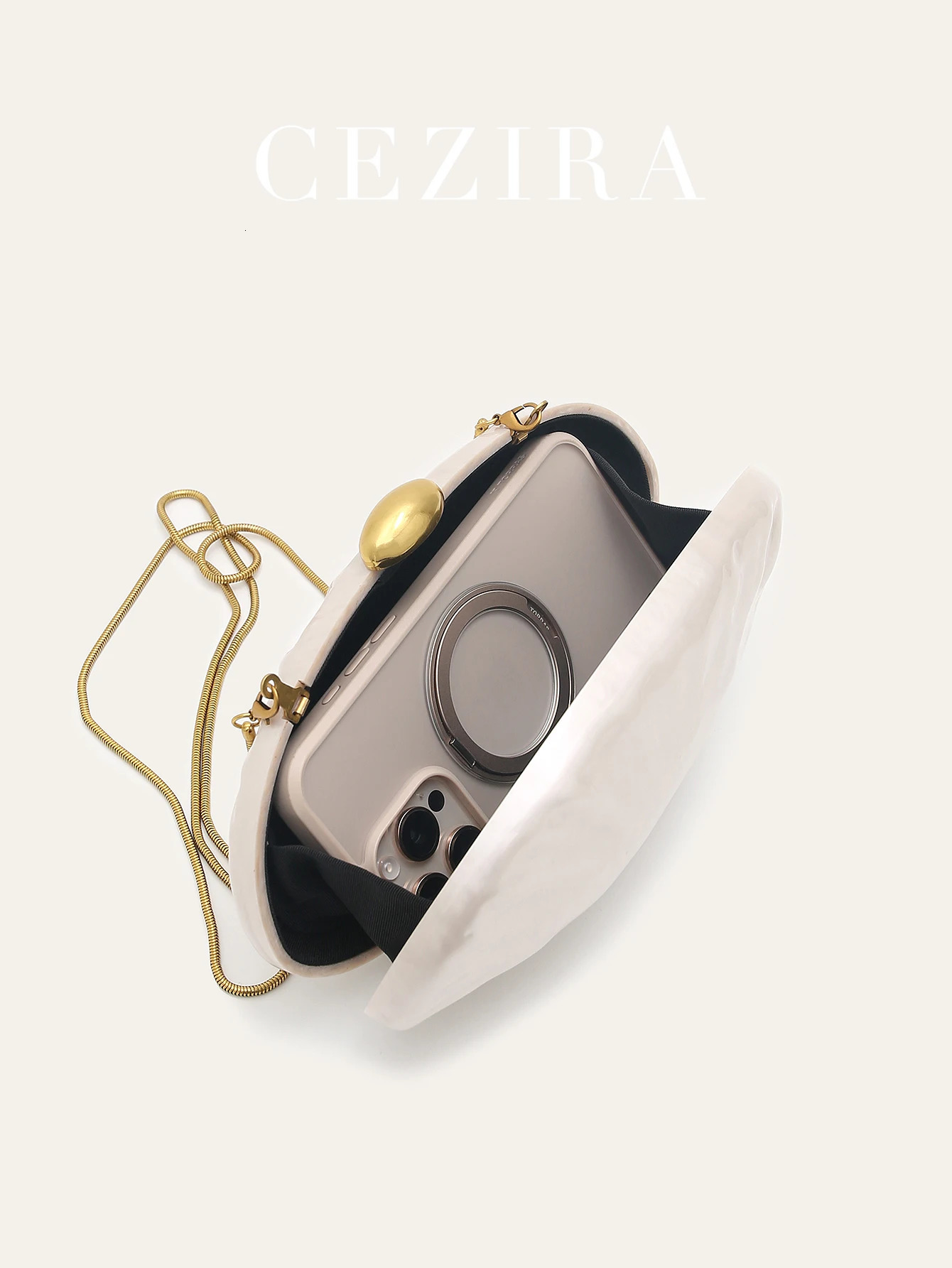 Women Fashion Elegant Acrylic Shell Shaped Clutch Handbag Long Chain Cross body Evening Bag Date Dinner Banquet Gift Bride Purse 250614