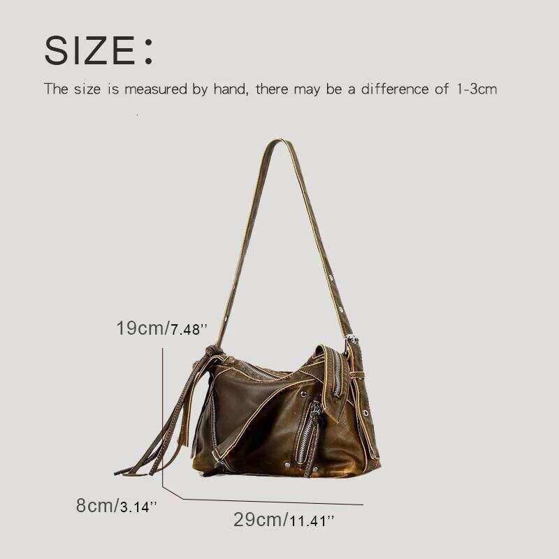 Women's Bags Designer Moto & Biker Bags For Women Designer Handbags And Purses New In PU Vintage Distressed Rivet Small Underarm Shoulder