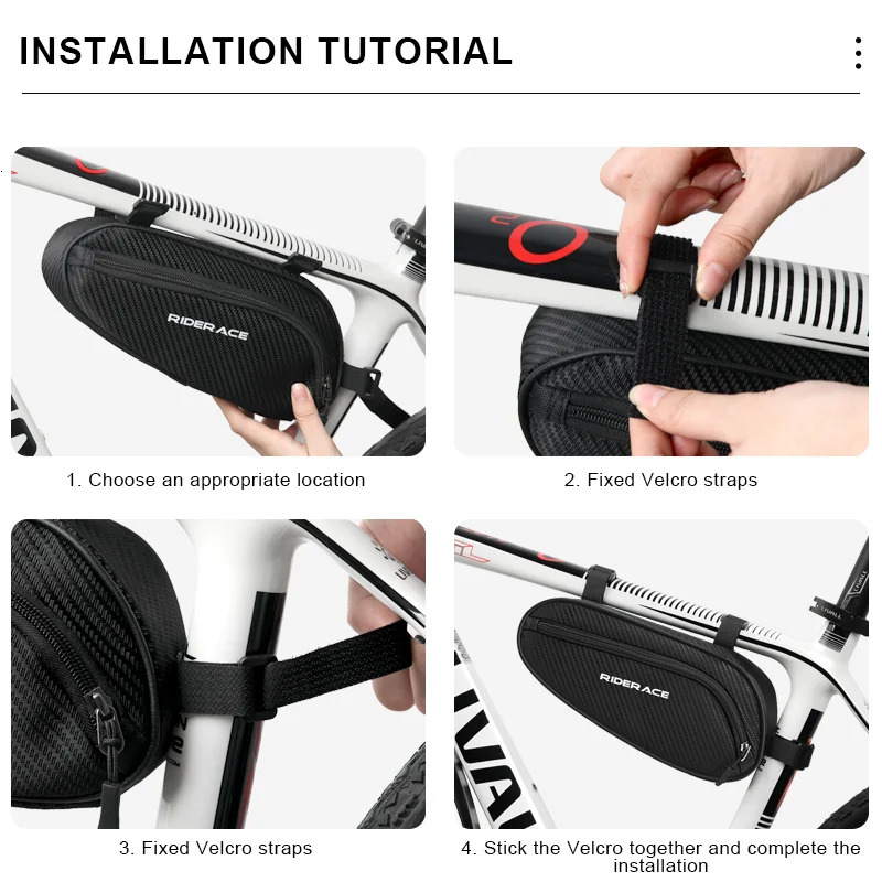 RIDERACE Waterproof Cycling Tube Bag For MTB Bike Triangle Bag Road Cycling Frame Front Bags Repair Tools Rainproof Bicycle Bag 250610