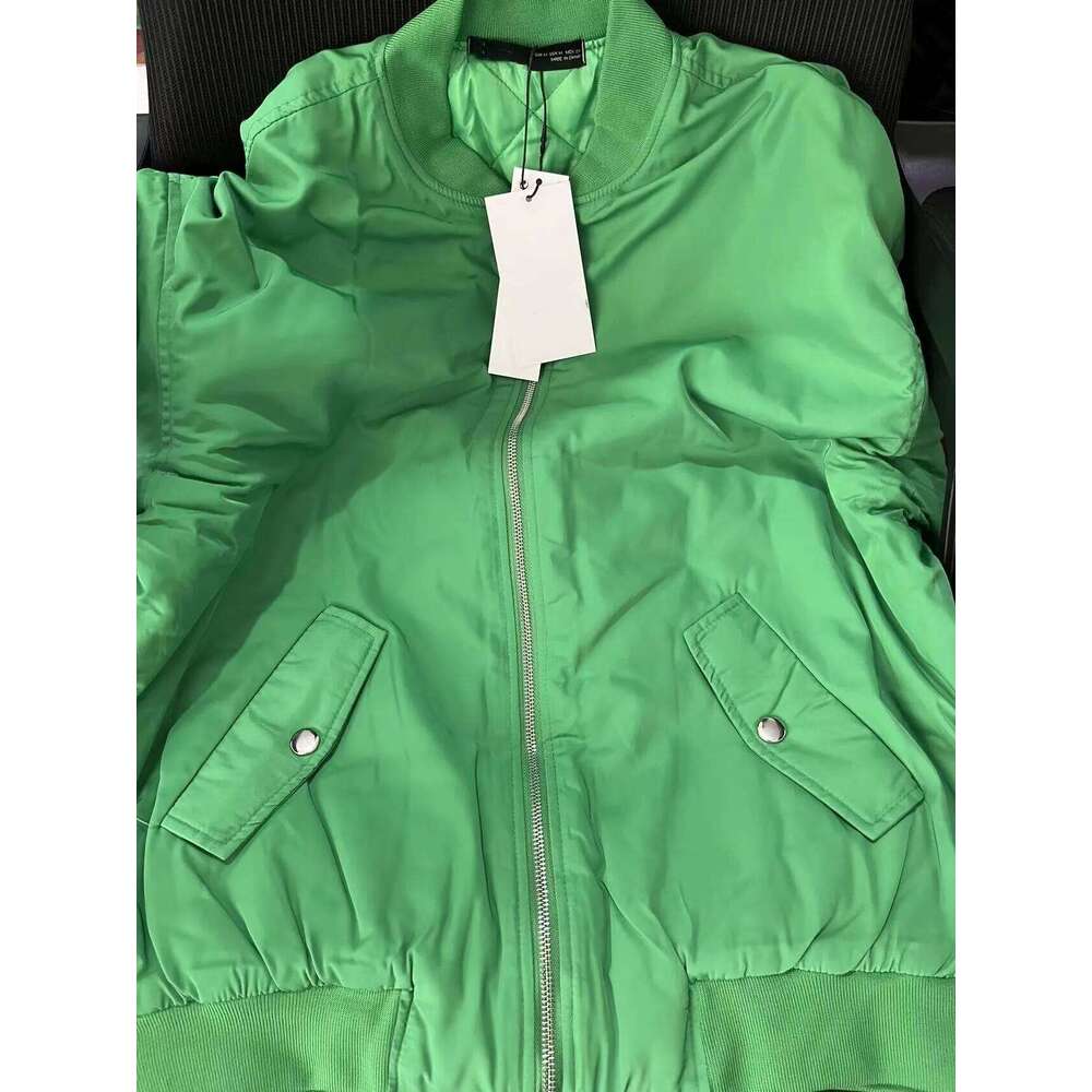 2023 Autumn Fashion Pockets Solid Zipper Bomber Jackets Coat Women Long Sleeves Chic Outwears Female Loose Cotton-Padded Jacket