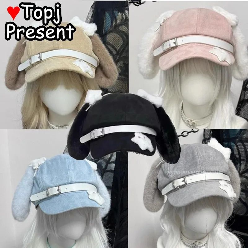 Womens Lolita fluffy Gothic Harajuku Spicy Girl star Versatile Retro Miss Style Spring puppy ears octagonal cap spaper hat 250604