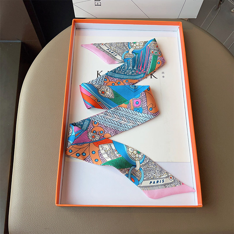 Designer Silk Scarf Luxury Brand Scarf Women Ladies Fashion Handbag Scarves Neck Tie Femme Headband Size 5x90cm