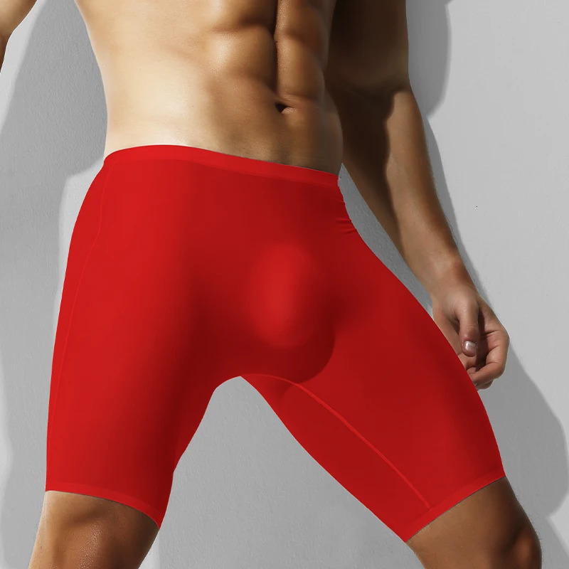 Mens Ice Silk Underwear Sports Mens Summer Thin Boxer Briefs Extended Anti-Wear Legs Traceless Running Quick-Drying Boxer B 250614