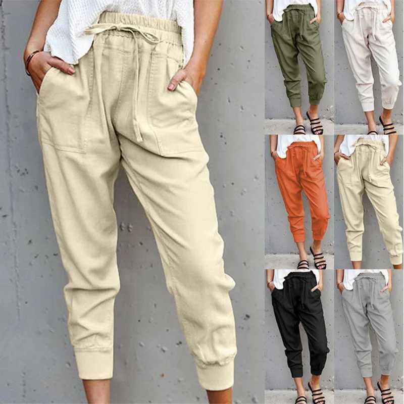 Cross Border Summer New Style Solid Color Simple Lace Up Casual For Women High Waist Slim Fit Pants XJ250616