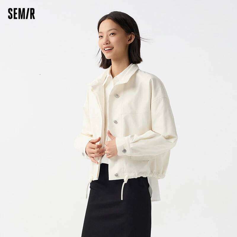 Semir Outerwear Women Stand-Up Collar Drop-Shoulder Loose Trendy Spring 2024 New Letter-Printed Jacket