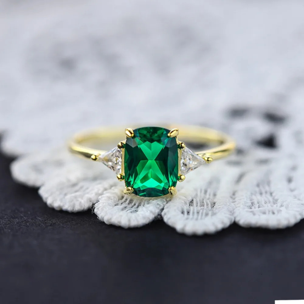 Monkton 925 Sterling Silver Emerald Gemstone Rings for Women Retro Ring for Wedding Engagement Jewelry Accessories 250610
