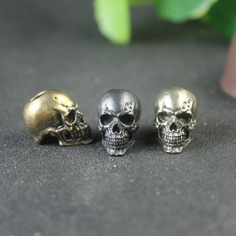 Skull Tusk Head Brass Knife Beads Punk DIY Paracord Bracelets Accessories Outdoor EDC Tool Umbrella Rope Lanyard Pendants 250611