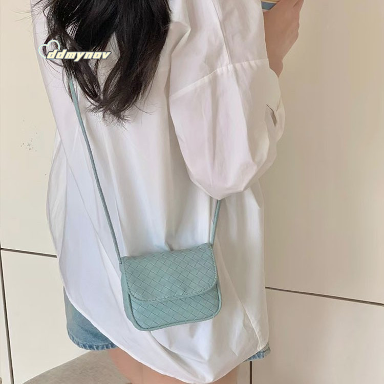 Korean Style Single Trendy Crossbody Fashion Student Shoulder New Woven Messenger Small Square Bag ddmynov