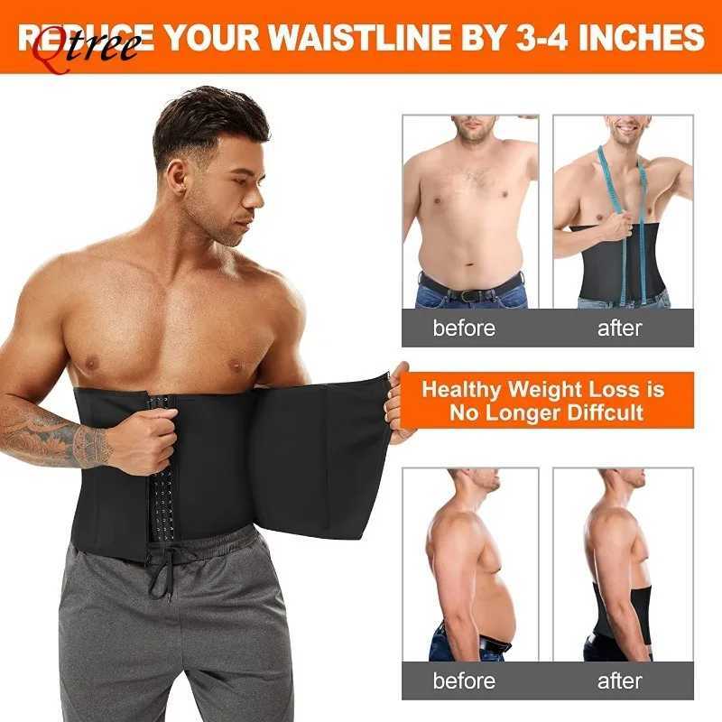 Qtree Men Hot Neoprene Slimming Trimmer Hooks Belt Sauna Sweat Body Shaper Corset Fitness Double Tummy Control Strap Weight Loss W250616