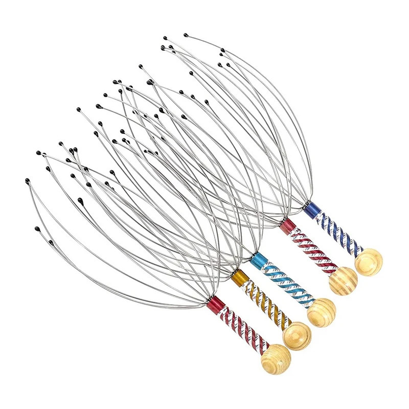 Octopus Head Massager Stainless Steel Engraved Relaxer Brain Massage Claw Scalp Scratcher Itch Reliever 250605