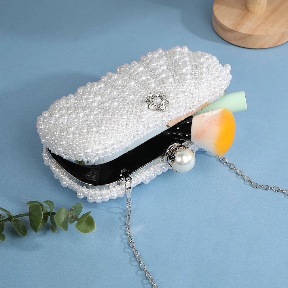Womens Clutch Luxury Pearl Dinner Bag Single Shoulder Evening Full Beaded Handbag for Wedding Parties Prom 250614